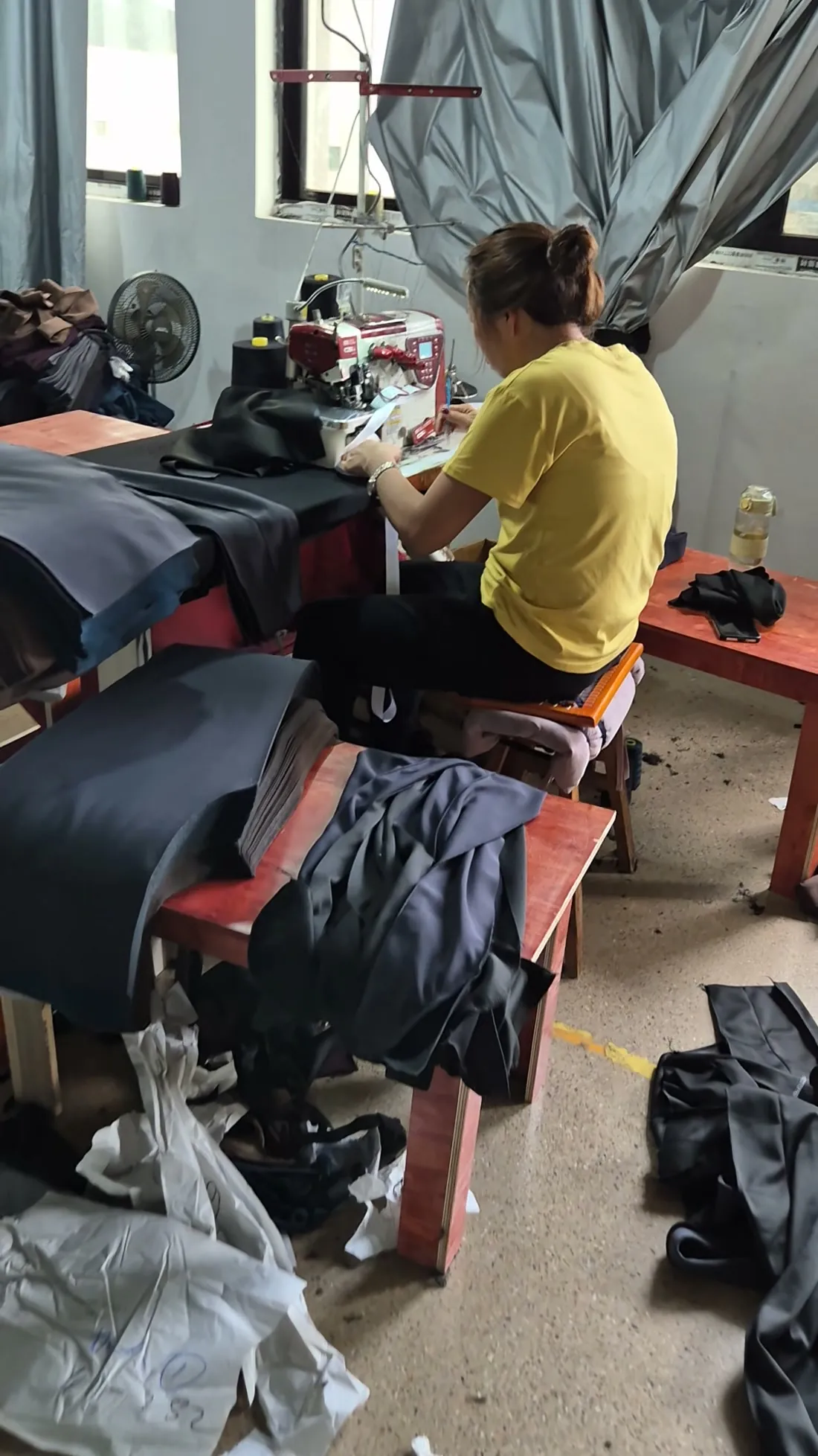 Garment on the sewing line during production